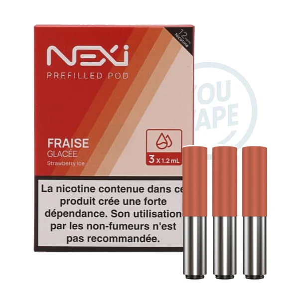Saveur fraise glacée 12mg en pack de 3 cartouches pour la Nexi One de Aspire