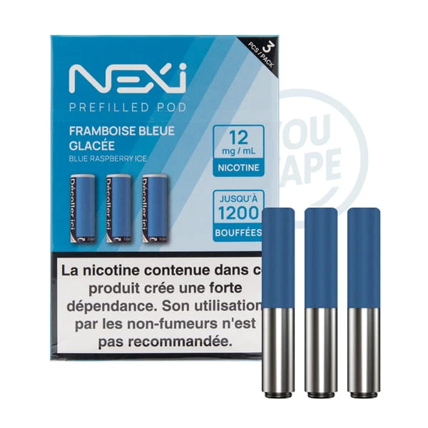 Saveur framboise bleue glacée 12mg en pack de 3 cartouches pour la Nexi One de Aspire