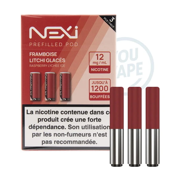 Saveur framboise litchi glacés 12mg en pack de 3 cartouches pour la Nexi One de Aspire