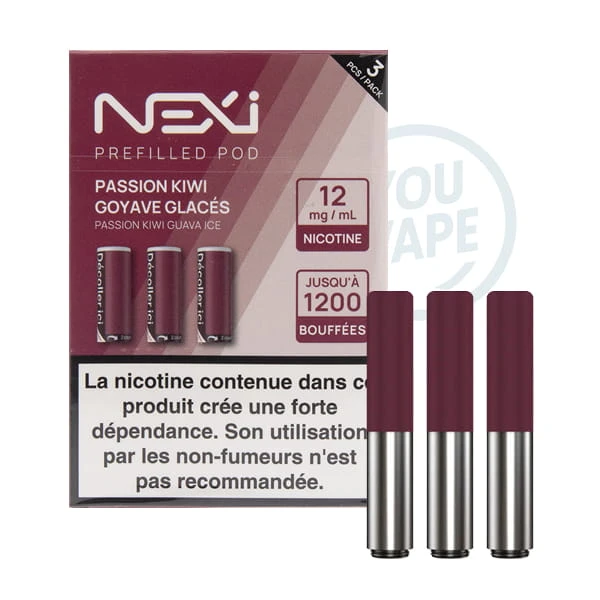 Saveur passion kiwi goyave glacés 12mg en pack de 3 cartouches pour la Nexi One de Aspire
