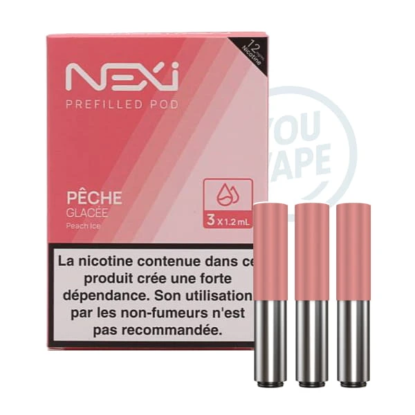 Saveur pêche glacée 12mg en pack de 3 cartouches pour la Nexi One de Aspire