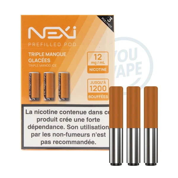 Saveur triple mangue glacées 12mg en pack de 3 cartouches pour la Nexi One de Aspire