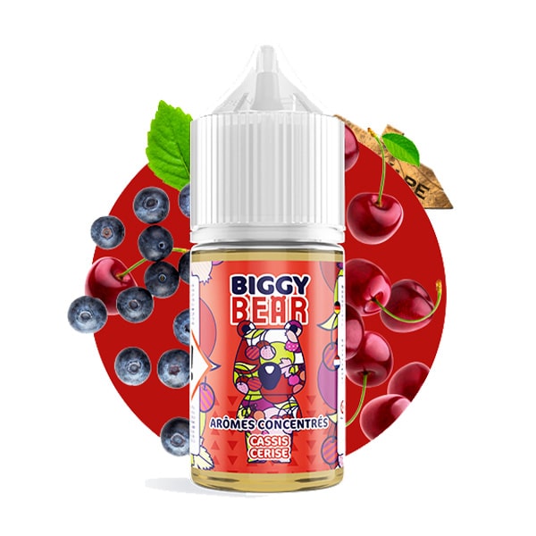 L'arôme concentré Cassis Cerise 30ml de la marque Biggy Bear est une cerise sucrée et juteuse avec un cassis légèrement acidulé ! La recette idéale pour une bonne dose de fruits !