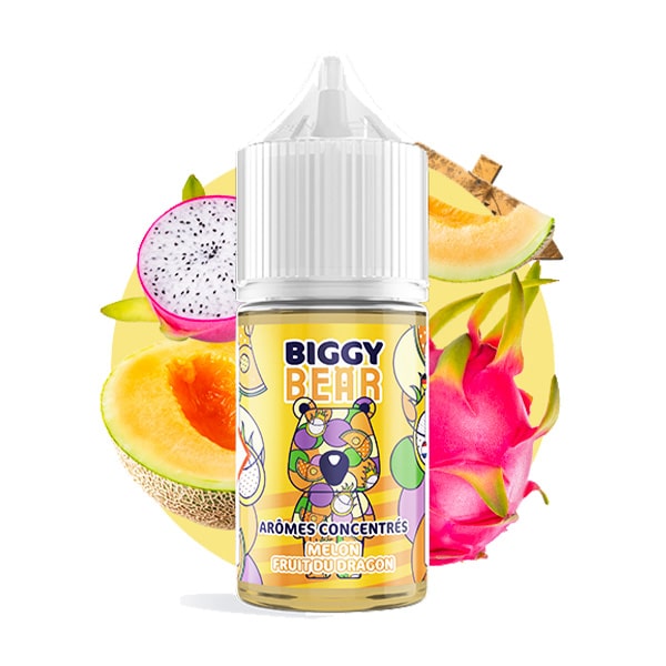 L'arôme concentré Melon Fruit du Dragon 30ml de la marque Biggy Bear regroupe un beau melon bien mûr, à la fois exotique et fondant, et un fruit du dragon jaune à la chair particulièrement envoûtante. Un mix fruité terriblement ensoleillé