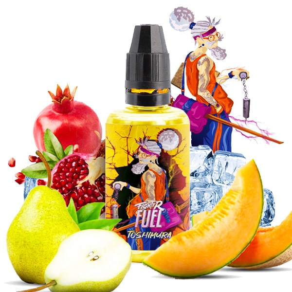 L'arôme concentré Toshimura 30ml de la marque Fighter Fuel est un délicieux mélange fruité à base de poire, melon et de grenade dans un tourbillon de fraîcheur.