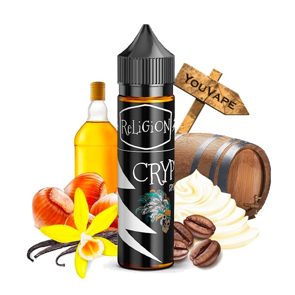 Le e liquide Crypt Spirit 50ml de Religion Juice est une recette de crème vanille aux saveurs de bourbons, noisettes avec des notes subtiles de café.