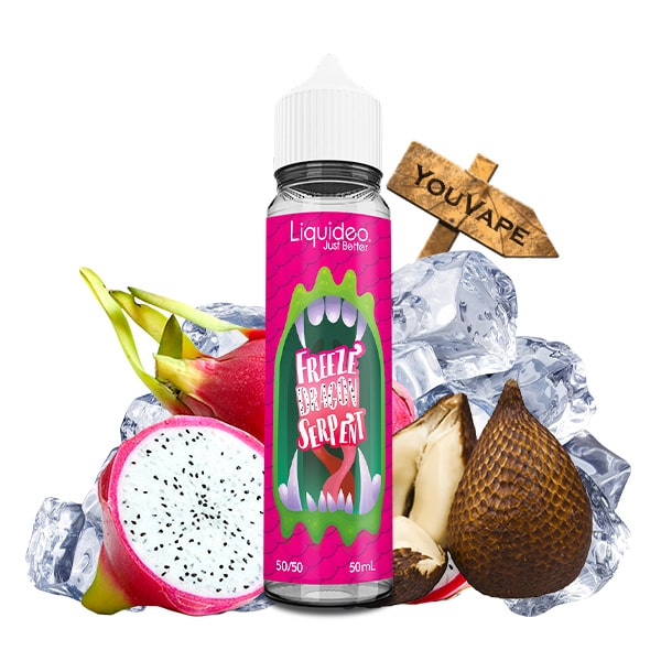 Le e liquide Freeze Dragon Serpent de Liquideo est une saveur exotique et ultra-fraîche de fruit du dragon et de fruit du serpent avec un ratio PG/VG de 50/50.