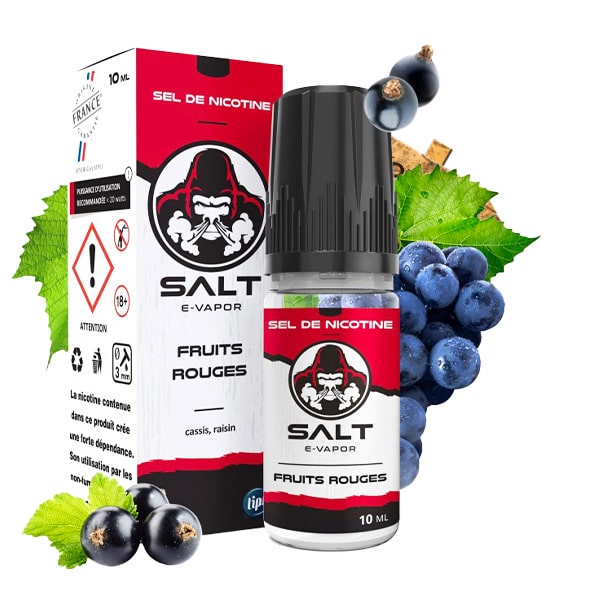 Le e liquide Fruits Rouges Salt de chez French Liquide vous permet de retrouver toute la richesse et l'intensité des fruits rouges : cassis, raisin. C'est juteux, légèrement acidulé et résolument fruité