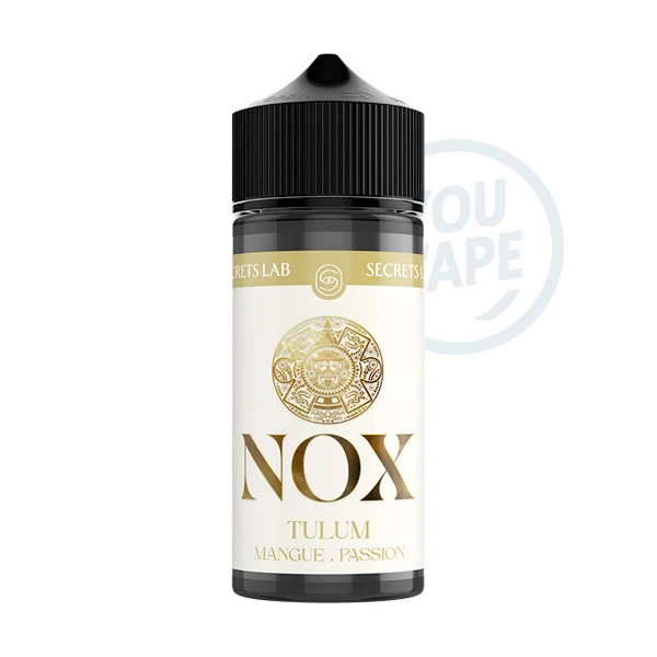 Le e-liquide Tulum de Nox est votre passeport pour l'ancienne cité Maya, incarnant l'union idéale entre la mangue sucrée et la passion exotique.