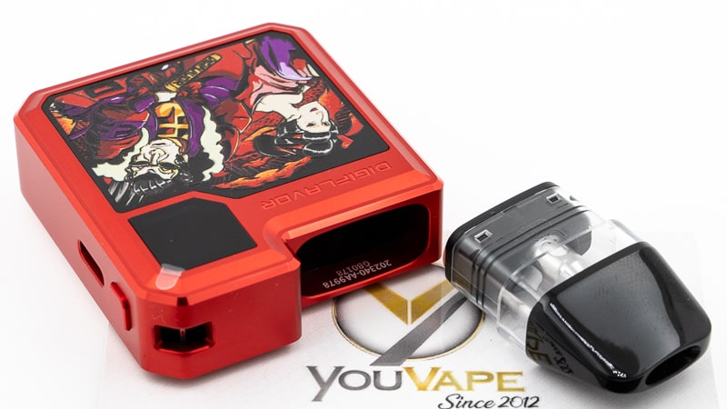 Comme toutes les cigarettes électroniques de type pod, le Pod Digi Q est composé d'une batterie et d'une cartouche, qui se glisse dedans