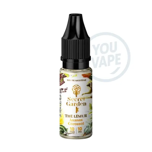Le e-liquide The Lemur de Secret Garden est un mélange revigorant de fruits exotiques, avec des notes fraîches de corossol et d'ananas au sel de nicotine
