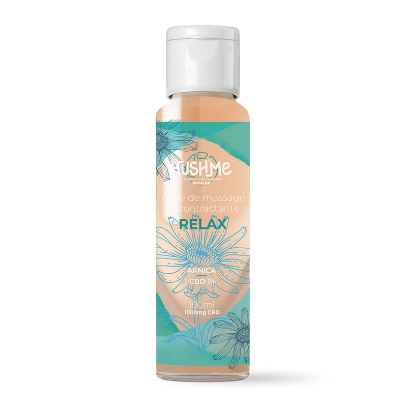 Cette huile de massage, formulée pour être hydratante et décontractante, contient aussi du CBD pour compléter son effet naturel de relaxation.