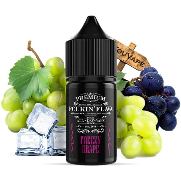 L'arôme concentré Freezy Grape 30ml de Fcukin'Flava vous donne le meilleur des saveurs du raisin accompagné de l'intensité de la fraîcheur du menthol.