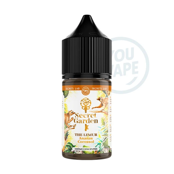 L'arôme concentré The Lemur 30ml de la marque Secret Garden est un cocktail de fruits exotiques avec de l'ananas et du corossol, le tout bien frais.
