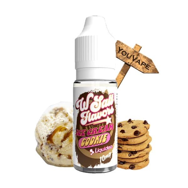 Le eliquide Ice Cream Cookie Wsalt de Liquideo est une saveur de crème glacée à la vanille accompagnée de son cookie moelleux.