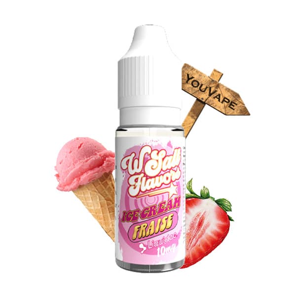Le eliquide Ice Cream Fraise Wsalt de Liquideo est une saveur crème glacée à la fraise bien gourmande et sucrée.