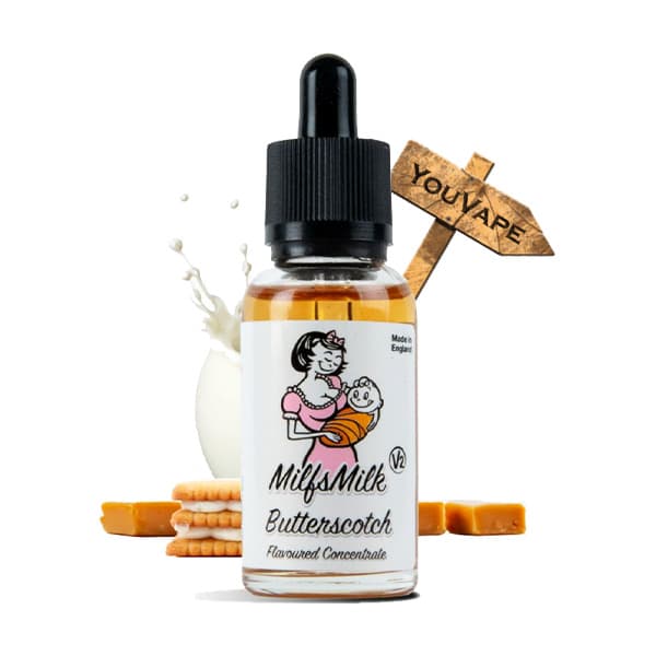 Le concentré Milfsmilk V2 Butterscotch de Eco Vape est une saveur onctueuse et crémeuse de milkshake agrémenté de caramel butterscotch.