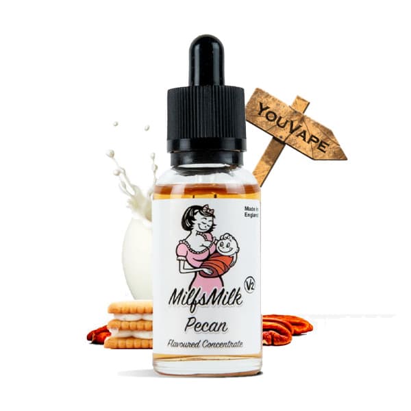 Le concentré Milfsmilk V2 Pecan de Eco Vape est une saveur onctueuse et crémeuse de milkshake agrémenté de biscuit aux noix de pécans.