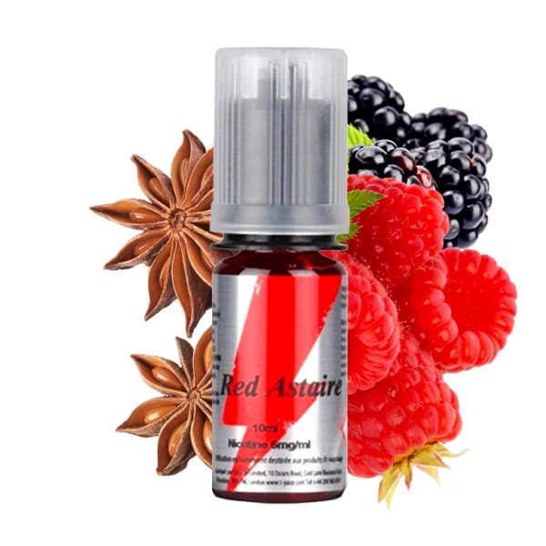Le e-liquide Red Astaire de Tjuice est un mélange de fruits rouges, raisin noir, anis, eucalyptus et menthol.