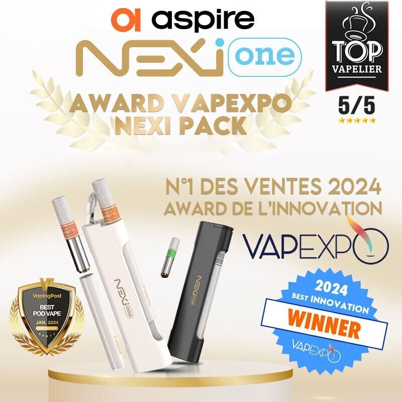 La Nexi One de Aspire à été élue "Innovation de l'année" par le jury du Vapexpo de Lyon 2024