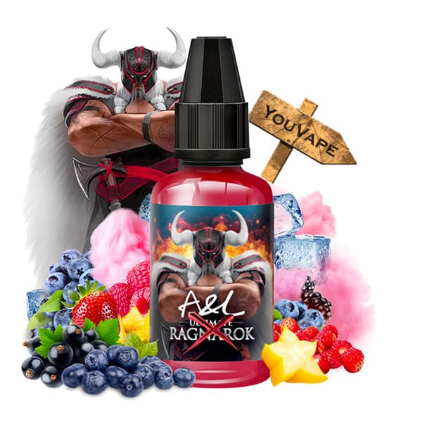 Le concentré Ragnarok X est un mélange de fruits rouges, rehaussés par la douceur nostalgique de la barbe à papa et l'acidité piquante de la carambole.