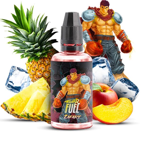 L'arôme concentré Zakary 30ml de la marque Fighter Fuel est élaboré à partir des meilleurs ananas et nectarines que l'agence a trouvés sur Terre et ils sont précieusement sécurisés à l'aide d'une fraîcheur glaciale.