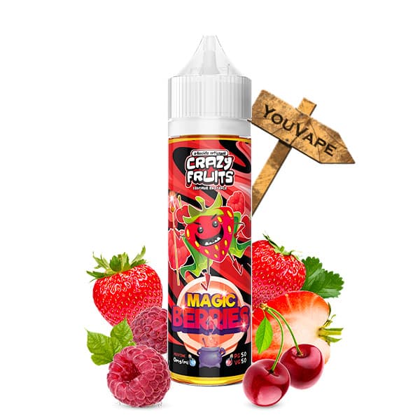 Le e liquide Magic Berries de Crazy Fruits est un délice de fruits rouges avec des cerises, framboises et des fraises bien juteuses.