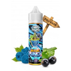 Le e liquide Magic Punch de Crazy Fruits est une saveur au bon goût de framboise bleu, de cassis avec une pointe d'Aloe Vera.