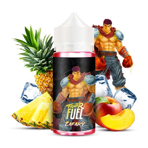 Le e-liquide Zakary de la gamme Fighter Fuel est élaborée à partir d'ananas et de nectarine est précieusement sécurisée !