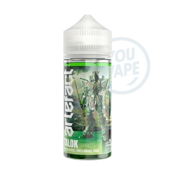 L'e-liquide Talok 100ml, proposé par Artefact de Le French Liquide, captive le fruit du serpent accompagné de fruits rouges, le tout surmonté d'une puissante fraîcheur.