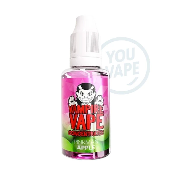 L'arôme concentré Pinkman Apple de la marque Vampire Vape est la recette phare de la marque agrémentée d'une saveur de pommes craquantes.