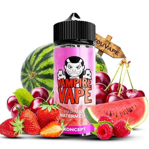 Le e liquide Pinkman Watermelon est une une déferlante rafraîchissante de pastèque juteuse avec la tendresse des baies, soigneusement mélangées.