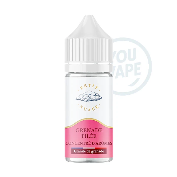 L'arôme concentré Grenade Pilée 30ml de la marque Petit Nuage est un granité frais à la grenade indispensable pendant les vacances d'été.