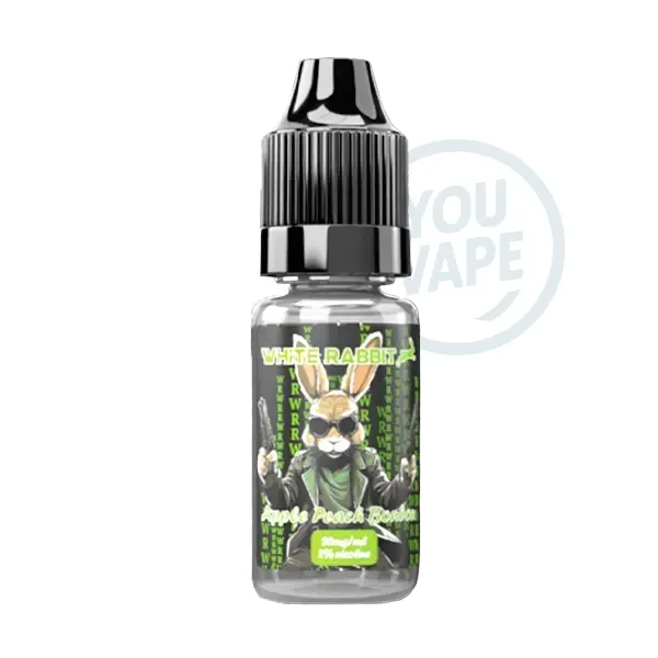 Le e liquide Apple Peach Bonbon Salt de White Rabbit est une saveur de bonbon à la pomme et à la pêche des célèbres puffs Tornado.