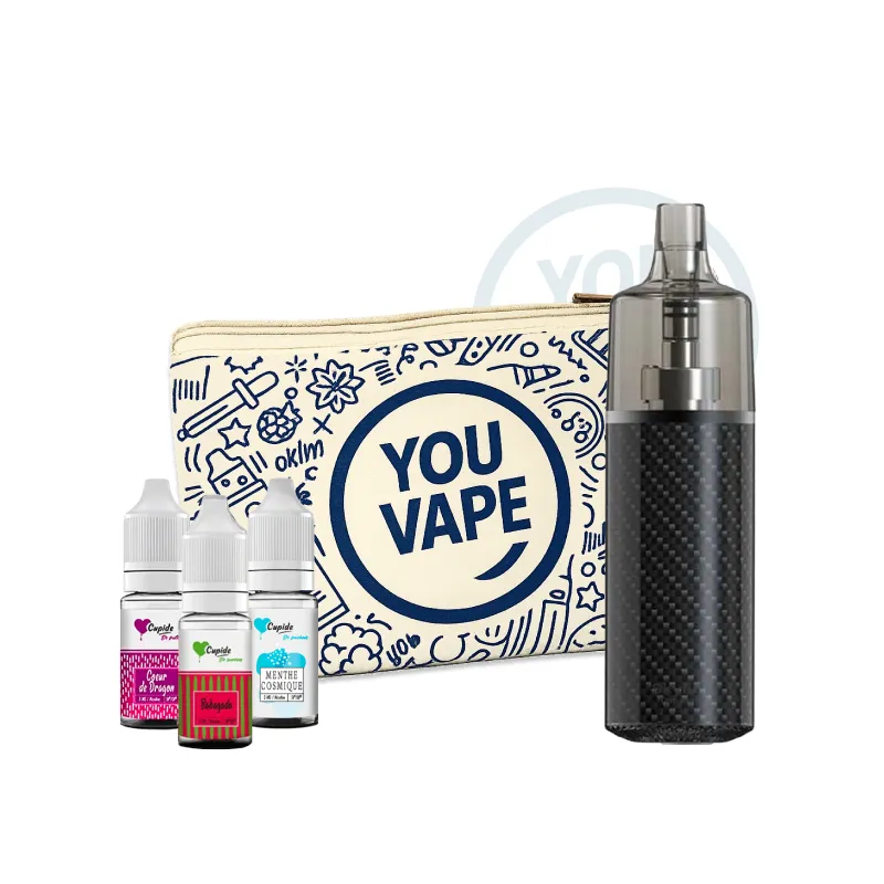 1 pod Gobar Tornado Skylin Gas Mask + 1 e-liquide Cupide Babagada 10ml + 1 e-liquide Cupide Coeur de Dragon 10ml + 1 e-liquide Cupide Menthe Cosmique 10ml
