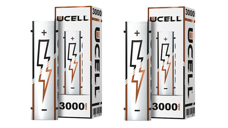 2 accus 18650 Ucell de 3000 mAh