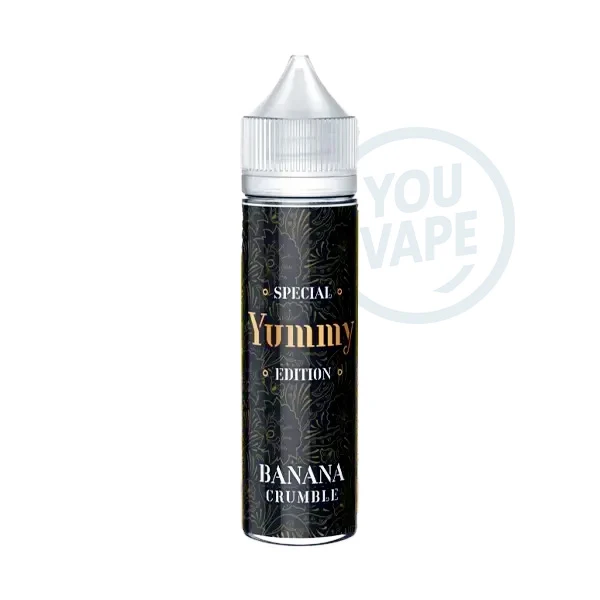 Le e-liquide Banana Crumble 50ml de Yummy associe la douceur de la banane mûre au croquant d’un crumble doré au four.