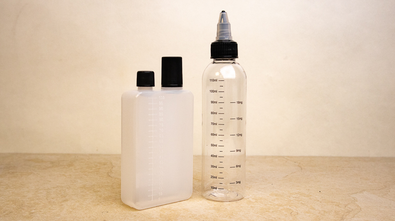 Comparaison du flacon gradué dual fill 100ml