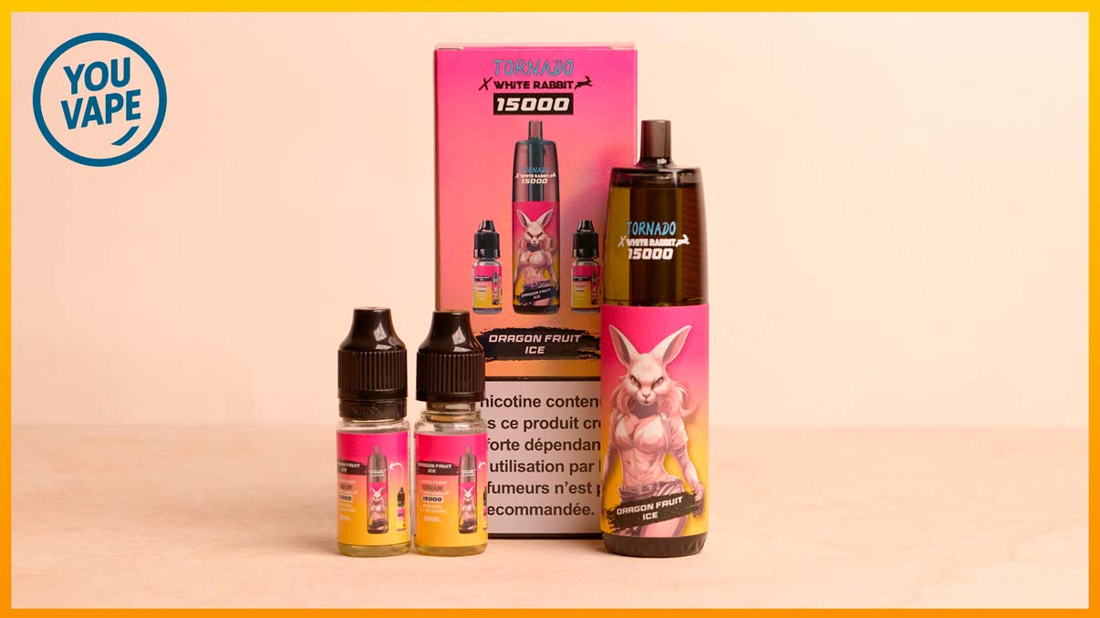 Contenu du coffret de la Puff 15k Tornado 10mg de White Rabbit