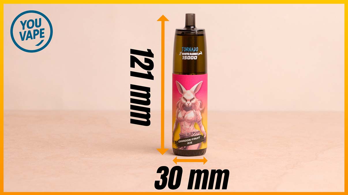 Dimensions de la Puff 15k Tornado 10mg, par White Rabbit