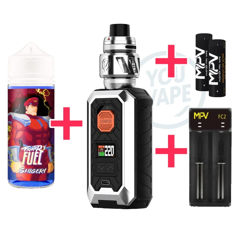 Pack Gros Nuage YouVape - 1 kir Armour Max iTank T + 2 Accus 21700 + 1 1 chargeur 2 Accus + 1 eliquide Shigeri 100ml