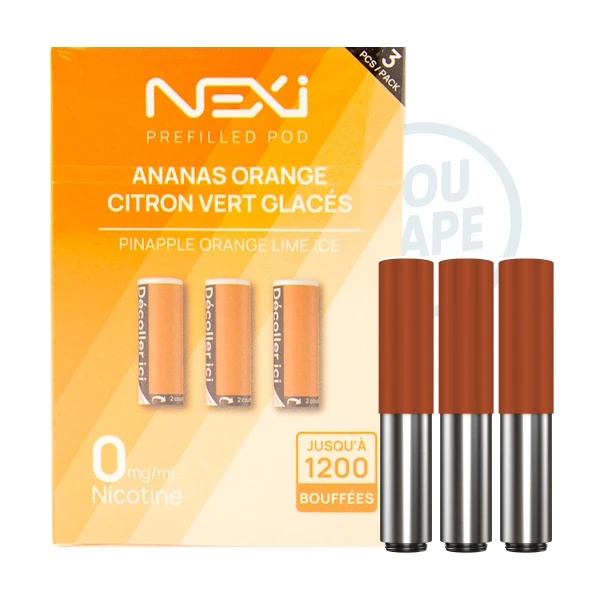 Cartouche nexi one sans nicotine saveur ananas orange citron vert glacée