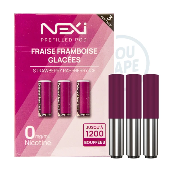 Cartouche nexi one sans nicotine saveur fraise framboise glacée