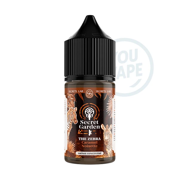L’arôme concentré The Zebra 30ml de la gamme Secret Garden t’embarque dans une traversée sauvage et élégante, entre caramel doré et noisette intense.