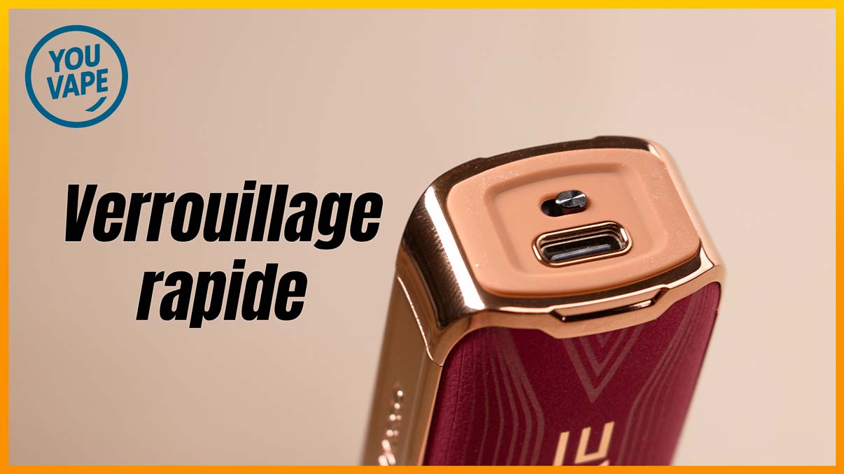 Port USB-c et bouton de verrouillage du Pod Luxe XR Max 2