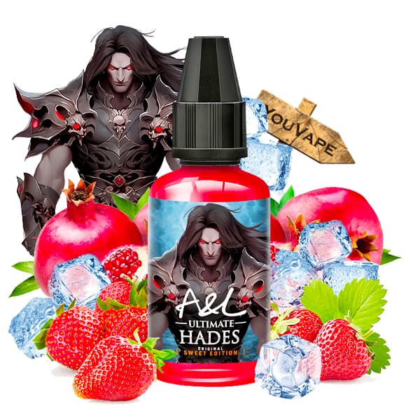 L'arôme concentré Hades Sweet Edition 30ml de la gamme Ultimate par Aromes et Liquides associe fraise, grenade et fraîcheur intense dans une recette fruitée-givrée. Une création DIY diaboliquement savoureuse à diluer dans une base.