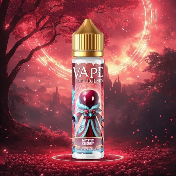 Le Mystic Cherry 50ml de Vape of Legends est un e-liquide fruité-frais à la cerise juteuse et à la framboise acidulée, relevé d’une fraîcheur vivifiante