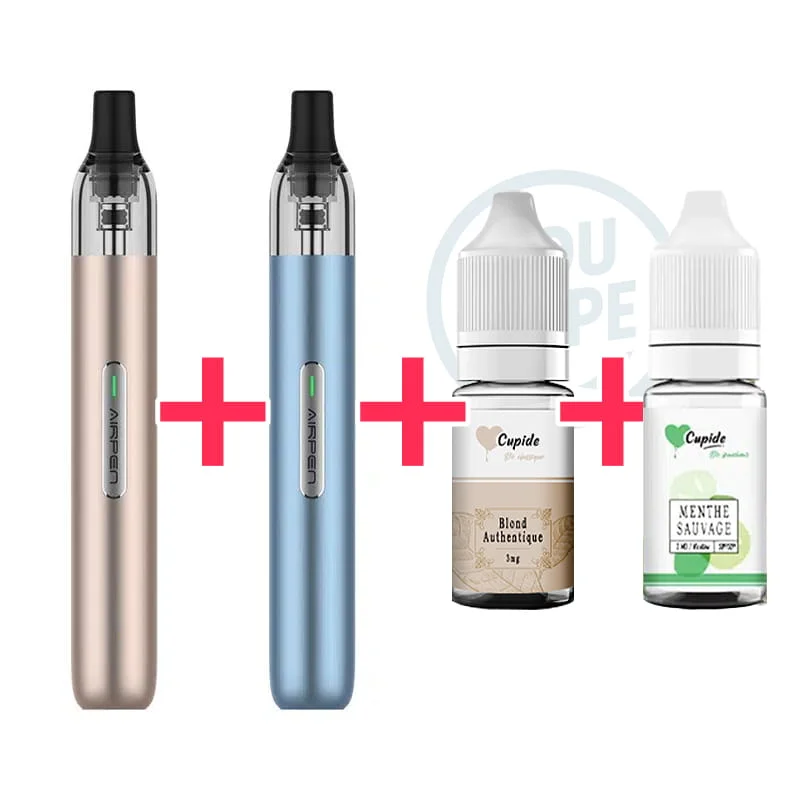 2 pods Airpen + 1 eliquide Cupide Blond Authentique 10ml + 1 eliquide Cupide Menthe Sauvage 10ml