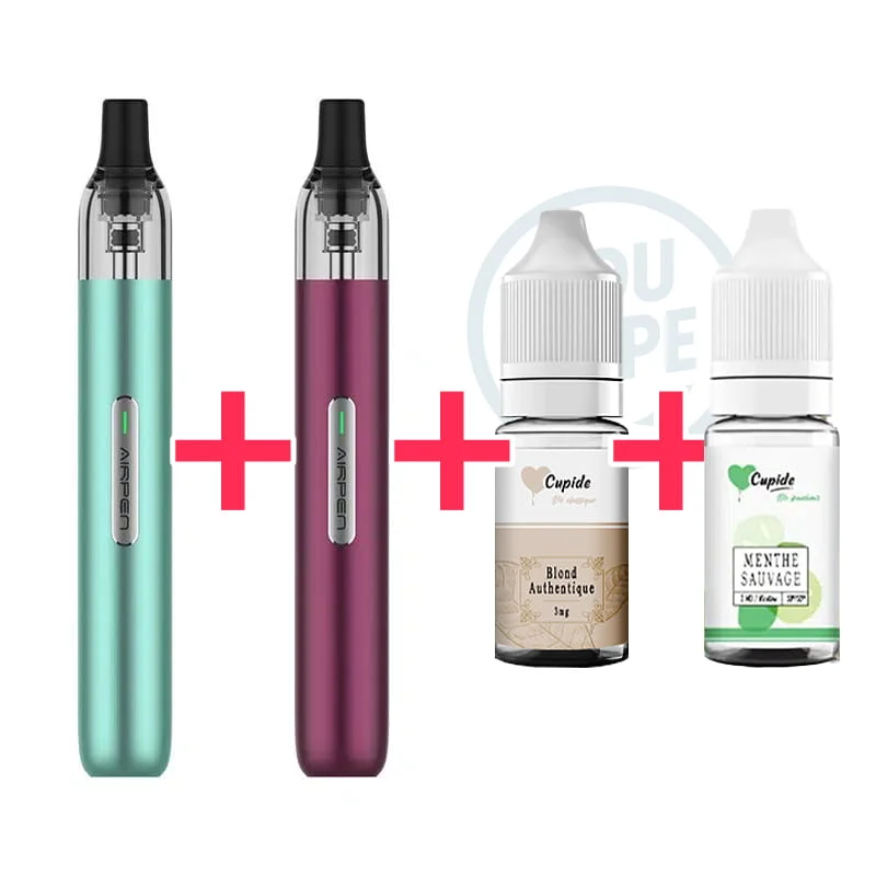 2 pods Airpen + 1 eliquide Cupide Blond Authentique 10ml + 1 eliquide Cupide Menthe Sauvage 10ml