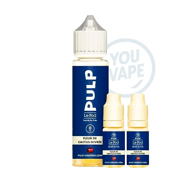 Pack Fleur de cactus givree par le pod liquide de pulp, avec deux boosters de 3mg de nicotine